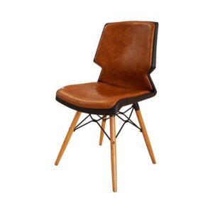 Mid-Century Modern Tan Leatherette Bucket Chair
