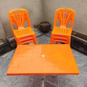 5-Piece Orange Plastic Outdoor Dining Set
