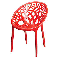 Red Web-Design Branch Style Plastic Accent Chair